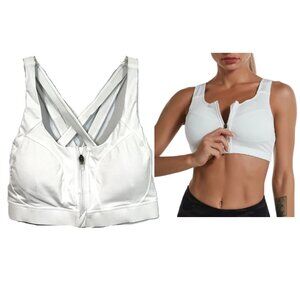 High Impact Workout Top White Strappy Women L